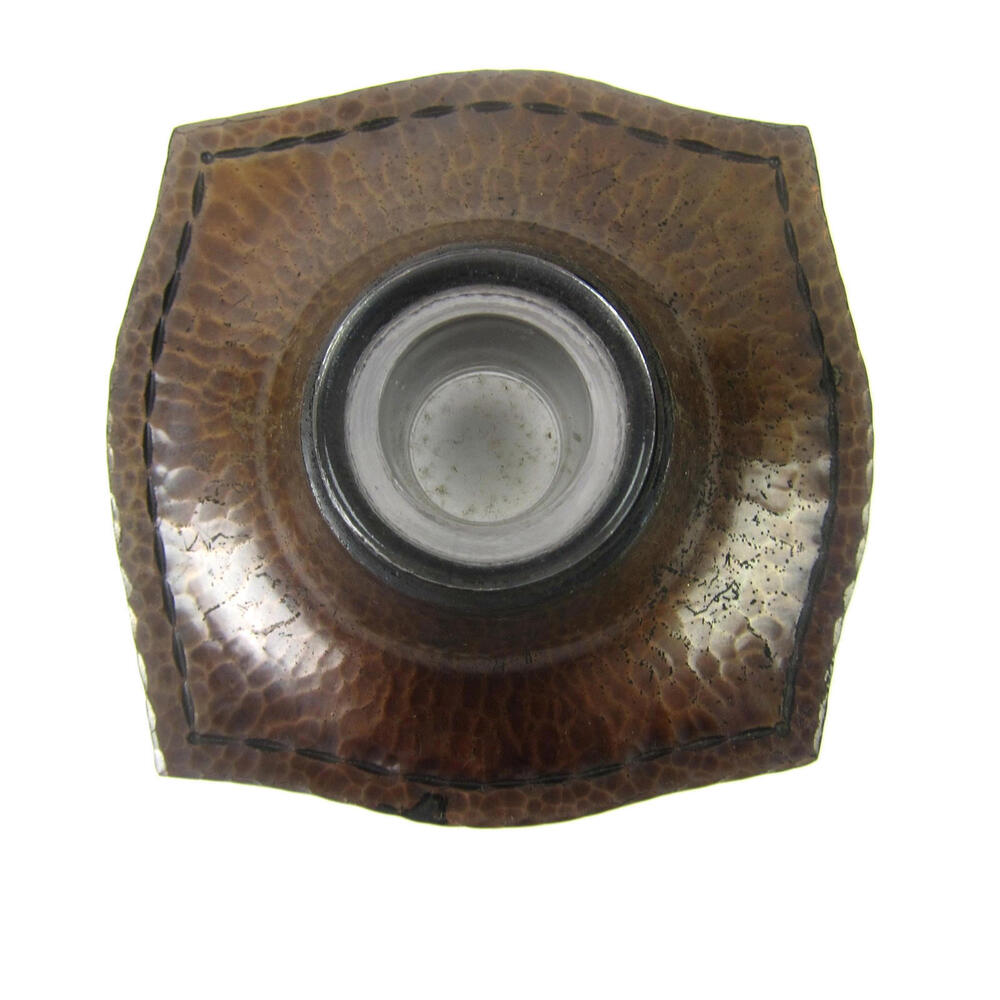 Antique Roycroft Hammered Copper Ink Well Arts & Crafts Mission Unsigned c 1920 - Picture 2 of 11